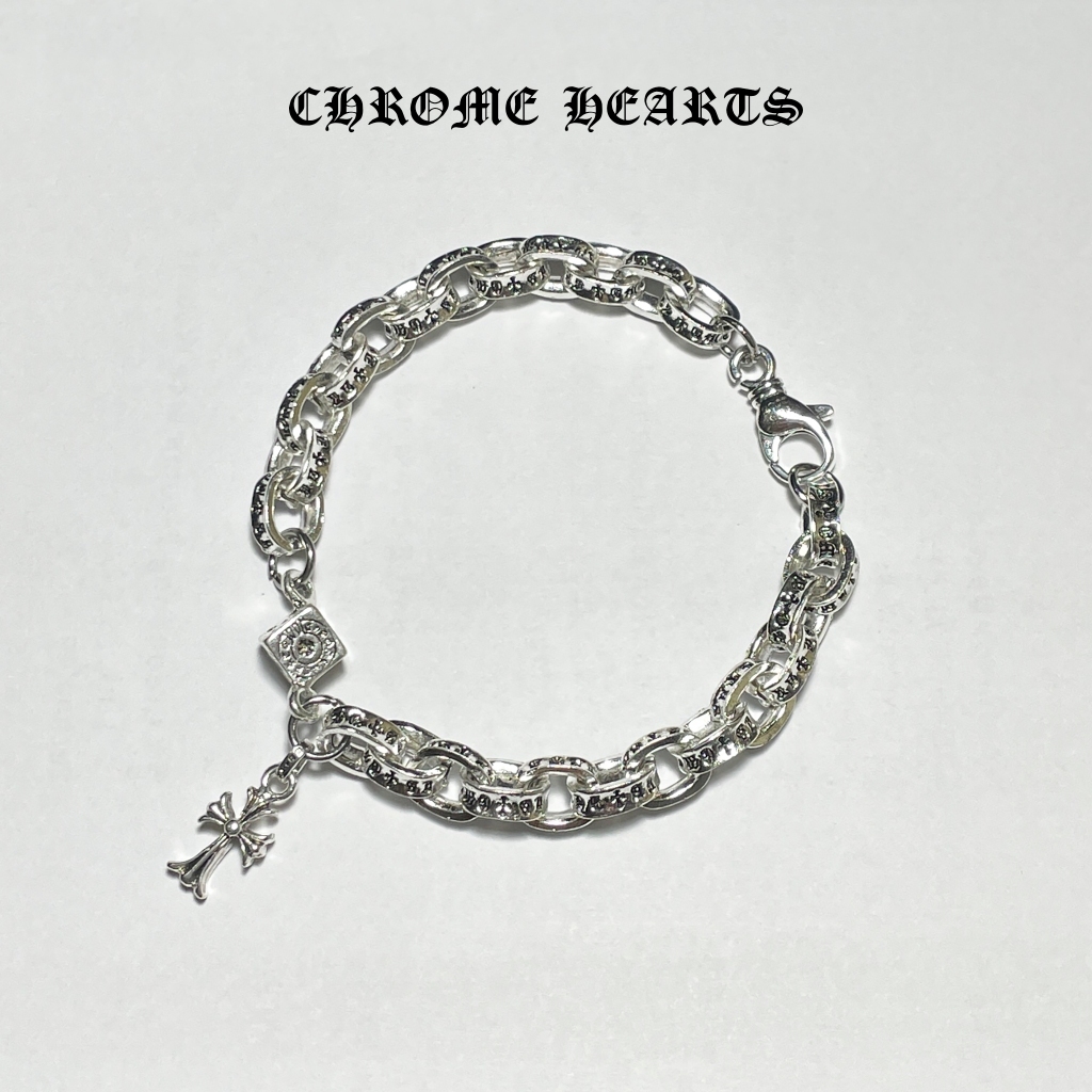 Vòng tay Chrome Heart nam nữ xí ngầu titan mạ bạc 925 dài 20cm Kèm Hộp