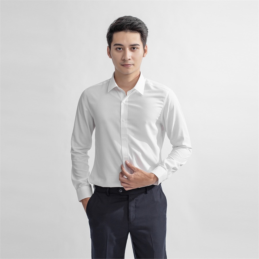 Áo sơ mi dài tay ARISTINO White Lotus họa tiết dệt vân hoa sen cách điệu tinh tế - ALSR11/ ALSR10