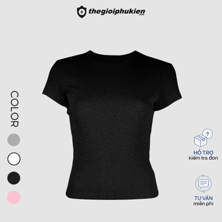 Áo baby tee nữ trơn basic ôm body, áo thun ngắn tay cổ tròn siêu tôn dáng - ba196