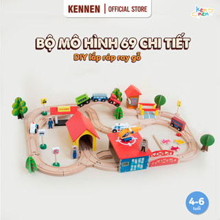 Bộ mô hình lắp ráp ray gỗ 69 chi tiết DIY