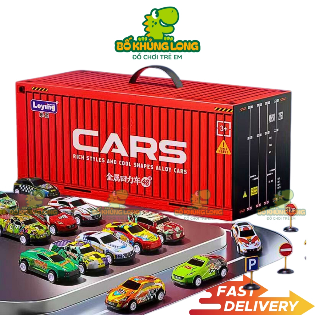 Set Mô Hình 48 Xe Ô Tô Đồ Chơi Hộp Container Có Sa Hình Xe Container Xe Đồ Chơi Cho Bé Trai - BỐ KHỦ