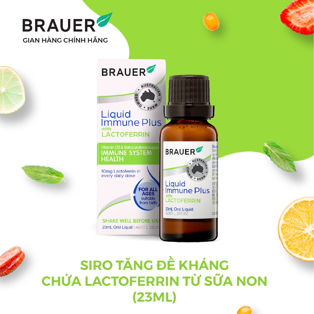 Siro BRAUER Lactoferrin - Hỗ trợ Tăng đề kháng từ sữa non (23ml)