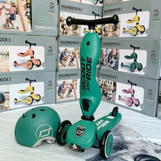 Bộ xe chòi chân, xe scooter Highwaykick 1 và Mũ bảo hiểm - SCOOT AND RIDE ( màu Forest )
