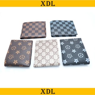 Ví nam da, bóp nam da Pu kẻ caro giá rẻ, 2 ngăn kích thước 10x12cm V1