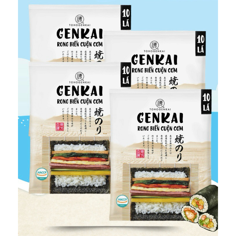 ( Mua 4 tặng 1 ) Rong biển cuộn cơm Genkai 10 lá x 22gr