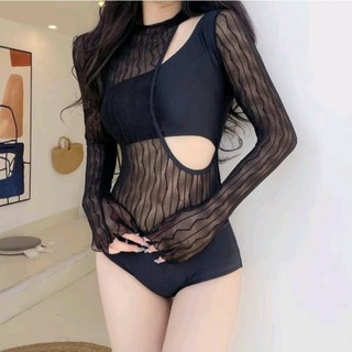 (sẵn-ảnh thật) Đồ Bơi, Bikini liền thân Đen cut out sành điệu #M197