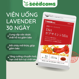 Viên uống bổ sung Capsaicin Mix Seedcom 30 viên hỗ trợ giảm béo, đốt cháy mỡ thừa Nhật Bản 30 ngày