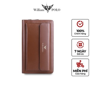 Ví dài  Clutch cẩm tay nam cao cấp william polo ,bóp nam da bò nguyên tấm Full hộp đựng cao cấp