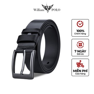 Dây Thắt lưng nam cao cấp  dùng khóa gài WILLIAMPOLO - Chất liệu da bò nguyên tấm POLO22392 - full hộp và túi xách