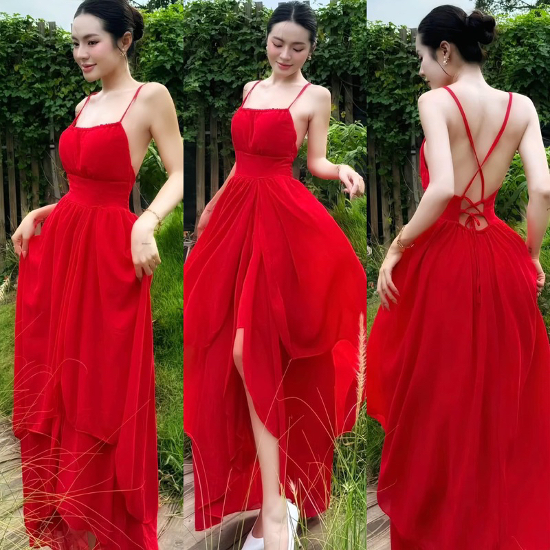 [FreeShip] Đầm maxi đi biển trắng đan lưng -  Nhà Lỳ Có Maxi