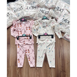Set 2 bộ dài tay micky tăm tay bèo hồng be