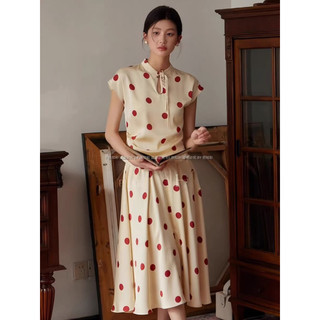 Vải lụa trượt hàn chấm bi 2,5cm