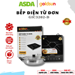 Bếp điện từ đơn Goldsun GIC3202-D công suất 2000W, bếp lẩu mặt kính chịu lực cảm ứng tặng kèm nồi