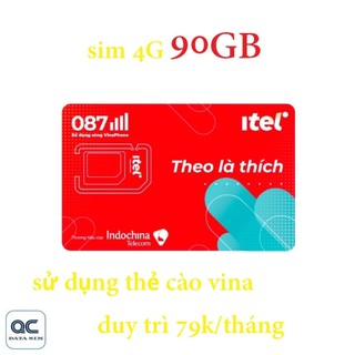 Sim 4G 90GB itel vina sử dụng toàn quốc mỗi tháng 79k