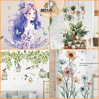 Tranh dán tường Hàn Quốc, decal dán tường cao cấp hình cây hoa lá 3D hiện đại, nhiều mẫu