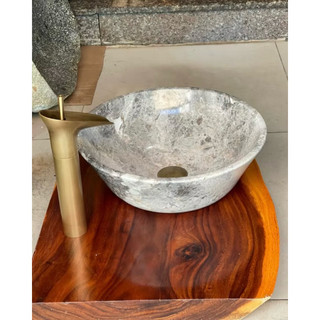 Bộ Lavabo Đá tự nhiên gồm ( chậu + vòi thác + xã )