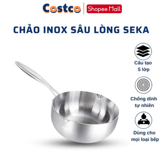 Chảo inox nguyên khối sâu lòng SEKA chảo nấu đa năng chống dính tốt dùng được cho mọi loại bếp