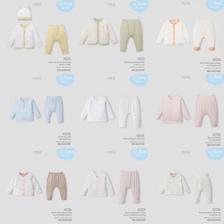 Bộ quần áo rời cài thẳng dài size Newborn NOUS vải Petit