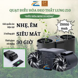 Quạt đeo thắt lưng Z10 nhẹ pin 25000mah dùng 30 giờ, Quạt tích điện mini đeo cổ đeo hông cực mát