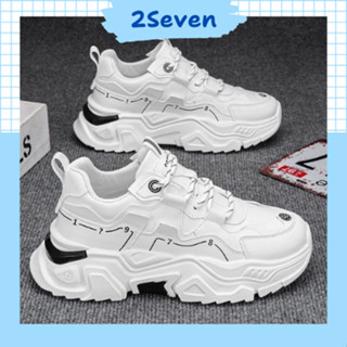 Giày thể thao nam hot trend năm 2024, đế tăng chiều cao 2 màu trắng đen 2SEVEN - GH61