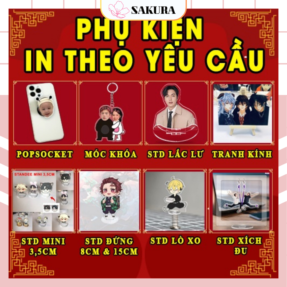 Móc khoá phụ kiện trang trí thiết kế theo yêu cầu, Standee in hình theo yêu cầu, Phụ kiện trang trí 