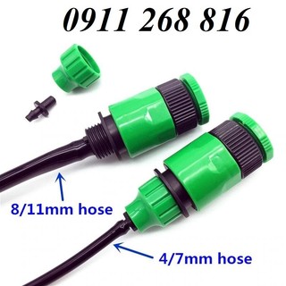 Bộ nối nhanh ống nước ren 21 hoặc 27 ra ống LDPE 6m/12mm Phụ Kiện nối vòi nước và ống 6mm/12mm tưới phun sương nhỏ giọt