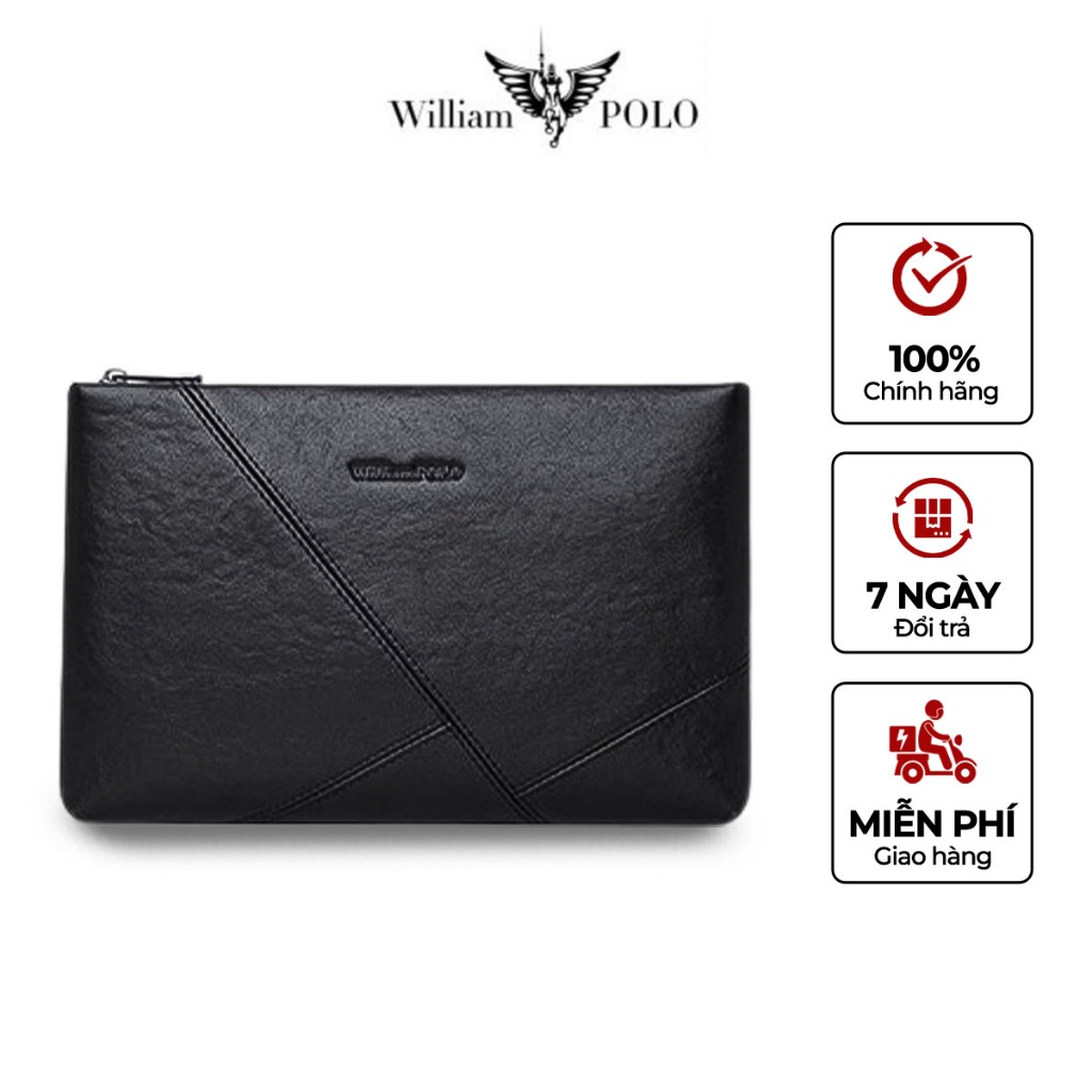 Ví Da cầm tay Nam Cao Cấp WILLIAMPOLO Chất Liệu Da Bò Nguyên Tấm-POLO202137