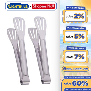 Kẹp inox đa năng lightbulb gắp đồ chiên rán, thịt nướng bbq bít tết, gắp bánh cao cấp chống gỉ