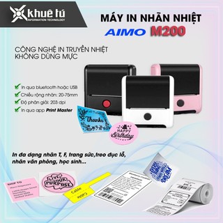 Máy in nhãn di động aimo m200, bluetooth, in qua app
