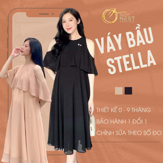 Váy bầu dự tiệc đầm bầu công sở thiết kế chiffon nhẹ mát glam nest vd018