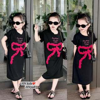 Váy xuông nơ hồng dài bé gái