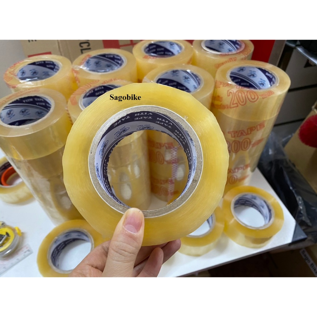 Băng keo trong 200 yard - Băng keo gói hàng, băng keo trong dính tốt, lõi giấy 0.5Cm