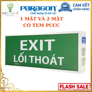 Đèn thoát hiểm, đèn exit 1 mặt và 2 mặt, chính hãng paragon, bảo hành 1 năm