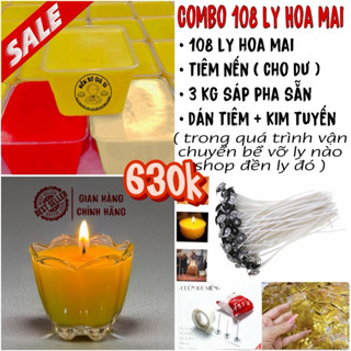 ( HỘP MẪU MỚI ) Combo Làm 108 Ly Nến Bơ Hoa Mai 38ml ( Kèm Văn Khấn Cúng Dường ) - Nến Bơ - Nến Bơ Cúng Phật