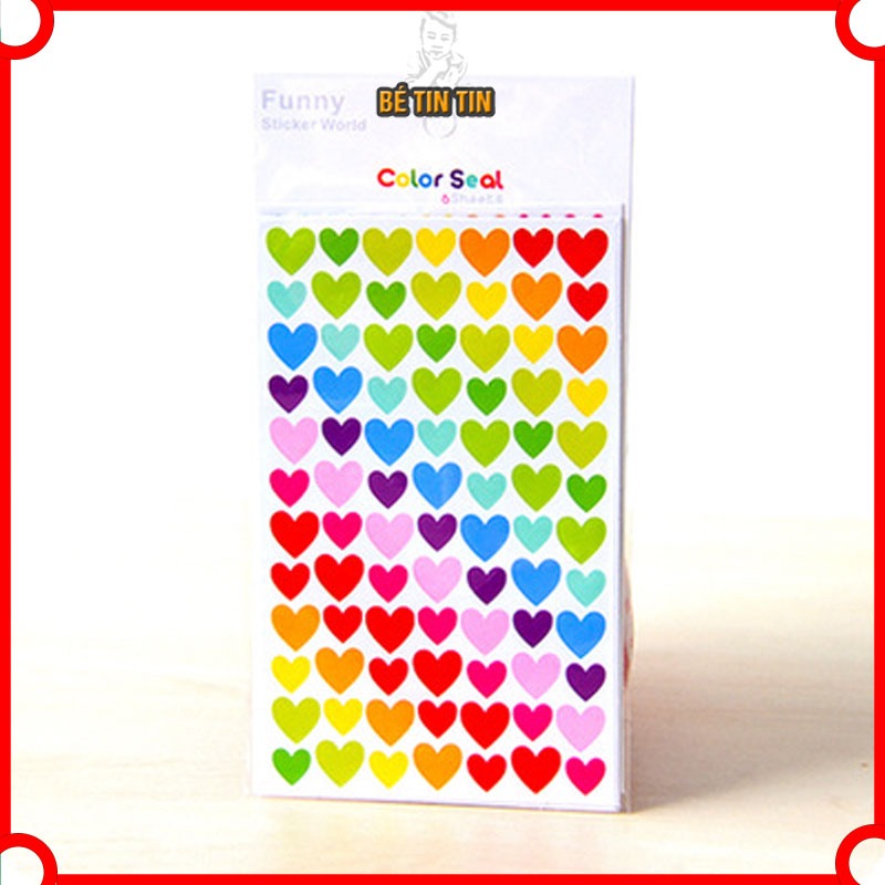 10 Sticker khen thưởng bé yêu Hình Tròn, Hình Trái Tim-hình dán trang trí sổ dễ thương/ Miếng dán sticker hoạt hình cute