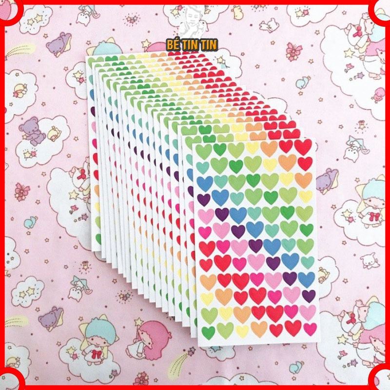 10 Sticker khen thưởng bé yêu Hình Tròn, Hình Trái Tim-hình dán trang trí sổ dễ thương/ Miếng dán sticker hoạt hình cute