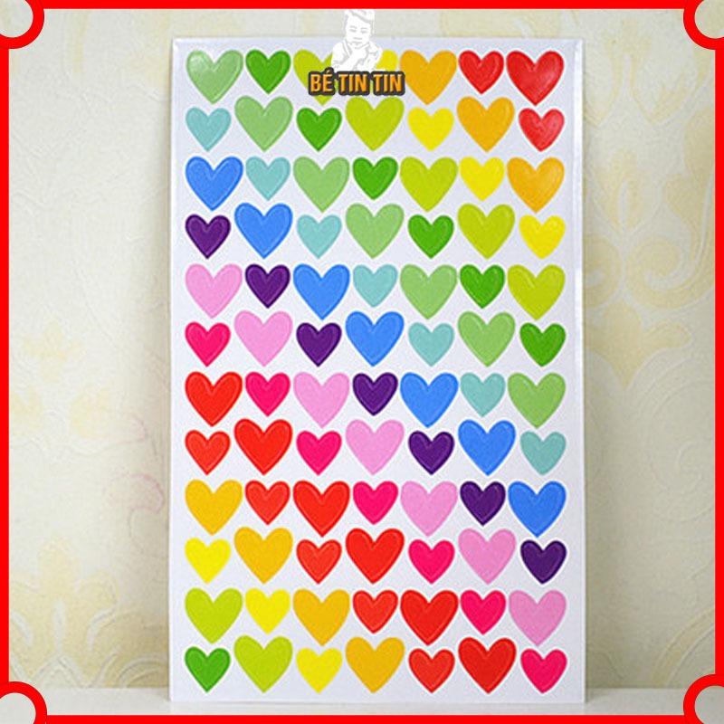 10 Sticker khen thưởng bé yêu Hình Tròn, Hình Trái Tim-hình dán trang trí sổ dễ thương/ Miếng dán sticker hoạt hình cute