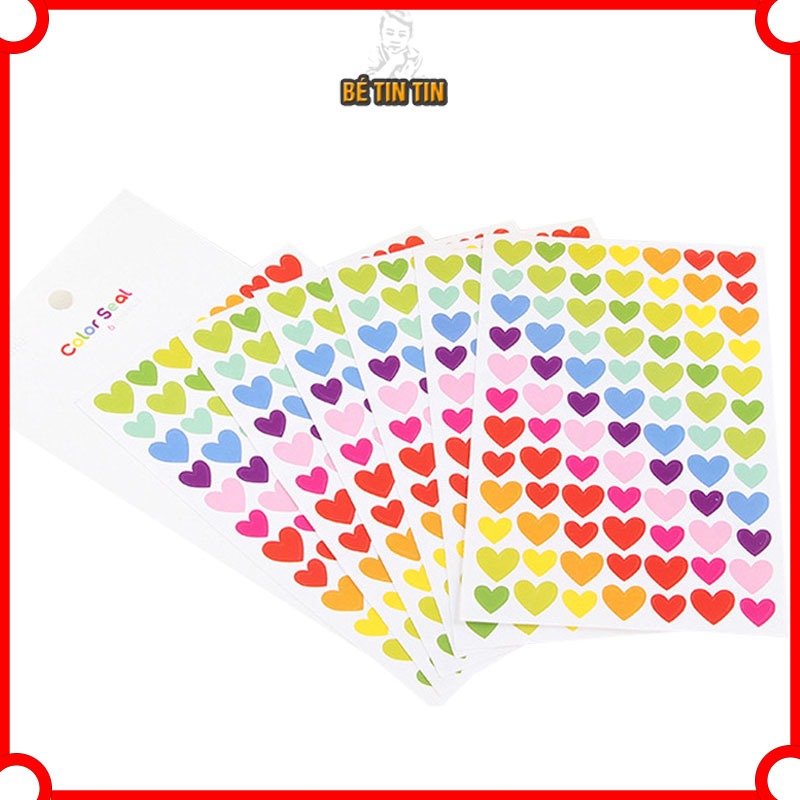 10 Sticker khen thưởng bé yêu Hình Tròn, Hình Trái Tim-hình dán trang trí sổ dễ thương/ Miếng dán sticker hoạt hình cute