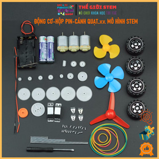 [Mô hình STEM] Vật liệu làm mô hình sản phẩm STEM động cơ mini, cánh quạt, hộp pin, dây điện, công tắc đèn led stemsanpi