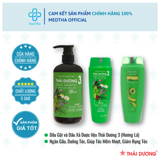 Dầu Gội và Xả Dược Liệu Thái Dương 3 (Hương Lá) - Giảm Rụng Tóc, Dưỡng Tóc (Chai 200ml/480ml/600ml/1100ml)