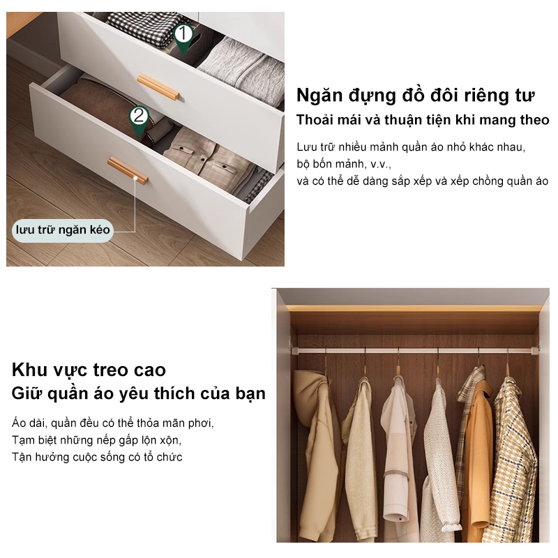ALVIN Tủ Quần Áo miễn phí vận chuyển cao cấp 2 cánh phong cách Nordic thương hiệu | BigBuy360 - bigbuy360.vn