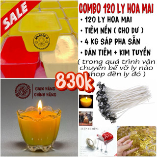 (HỘP MẪU MỚI ) Combo Làm 120 Ly Nến Bơ Hoa Mai 38ml ( Kèm Văn Khấn Cúng Dường ) - Nến Bơ- Nến Bơ Cúng Phật