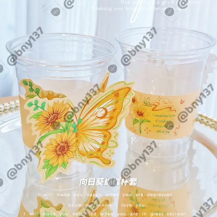 [ Set 100c ] Giấy cover ly hình bướm vàng 3D