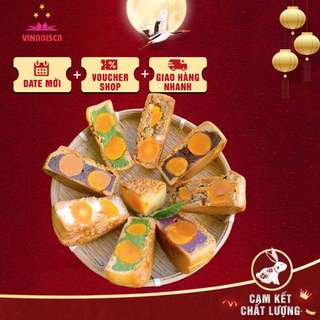 Bánh trung thu nướng dẻo 200g 2 trứng vinabisca đủ vị mềm thơm ngọt vừa