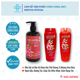 Dầu Gội và Xả Dược Liệu Thái Dương 3 (Hương Hoa) - Giảm Rụng Tóc, Dưỡng Tóc (Chai 200ml/480ml/600ml/1100ml)