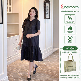 Váy đầm bầu Joamom đen đính đá 3 nơ trendy JVB0035