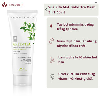 Sữa Rửa Mặt DABO Trà Xanh 3 in 1 60ml / Sữa Rửa Mặt Chính Hãng
