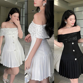 Đầm Đi Tiệc Trễ Vai Bling Bling Sang Chảnh Mụp Store