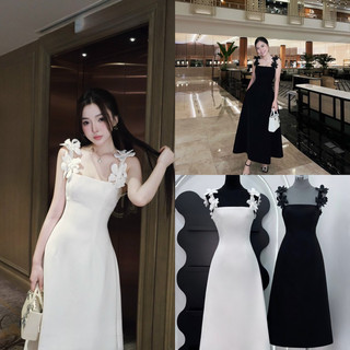 👗đầm maxi kết hoa vai
