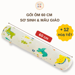 Gối ôm dài 60cm cho bé PETIT BEBE muslin thấm hút thoáng khí an toàn họa tiết đáng yêu